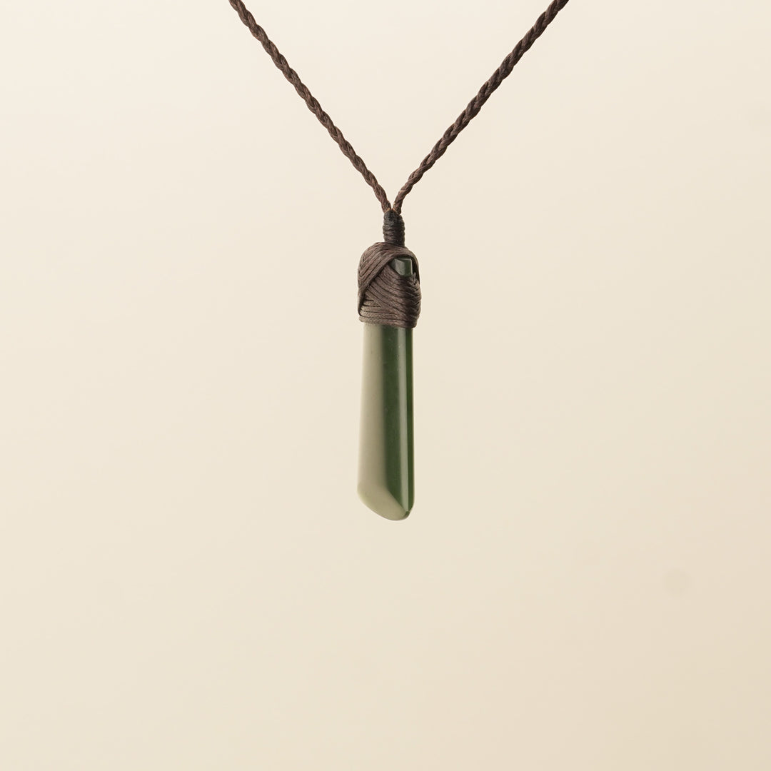 Toki Pounamu Extra Small Pendant Brown Binding