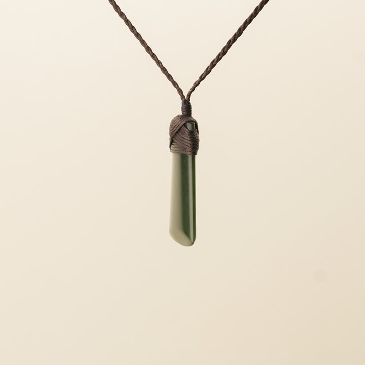 Toki Pounamu Extra Small Pendant Brown Binding
