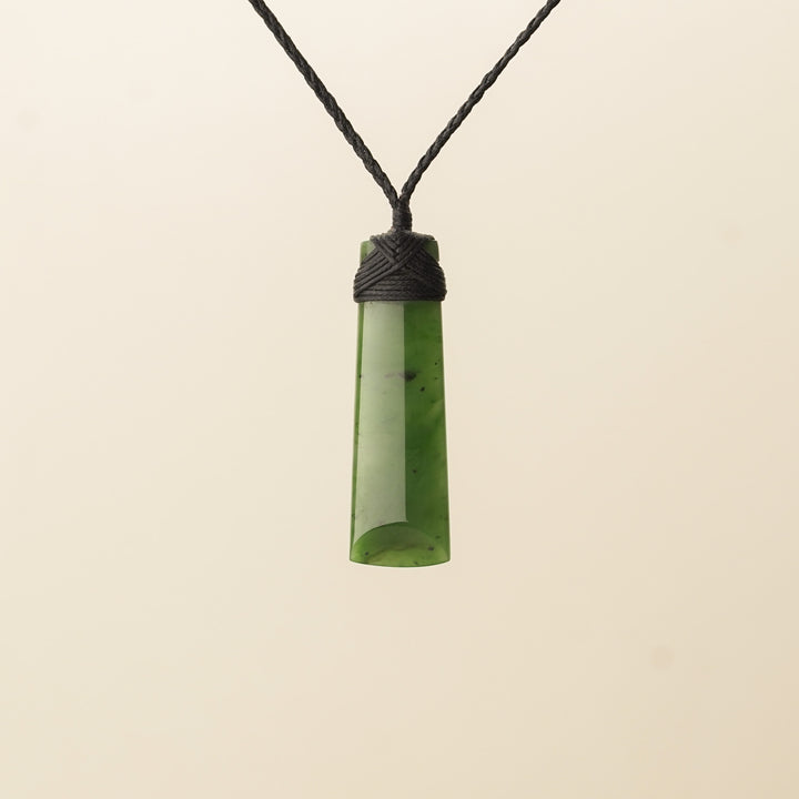 Small Toki Pounamu Pendant, Black Binding