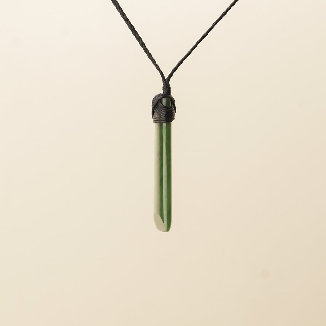 Small Toki Pounamu Pendant, Black Binding