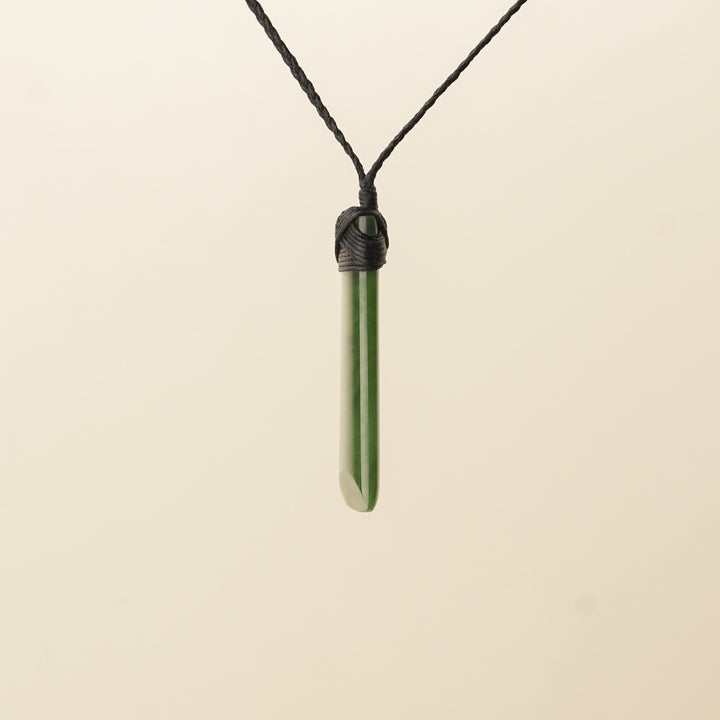 Small Toki Pounamu Pendant, Black Binding
