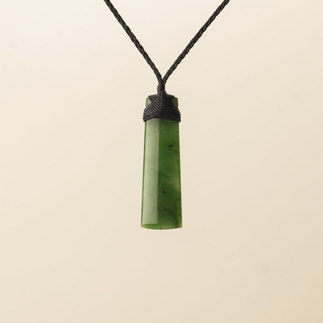 Small Toki Pounamu Pendant, Black Binding