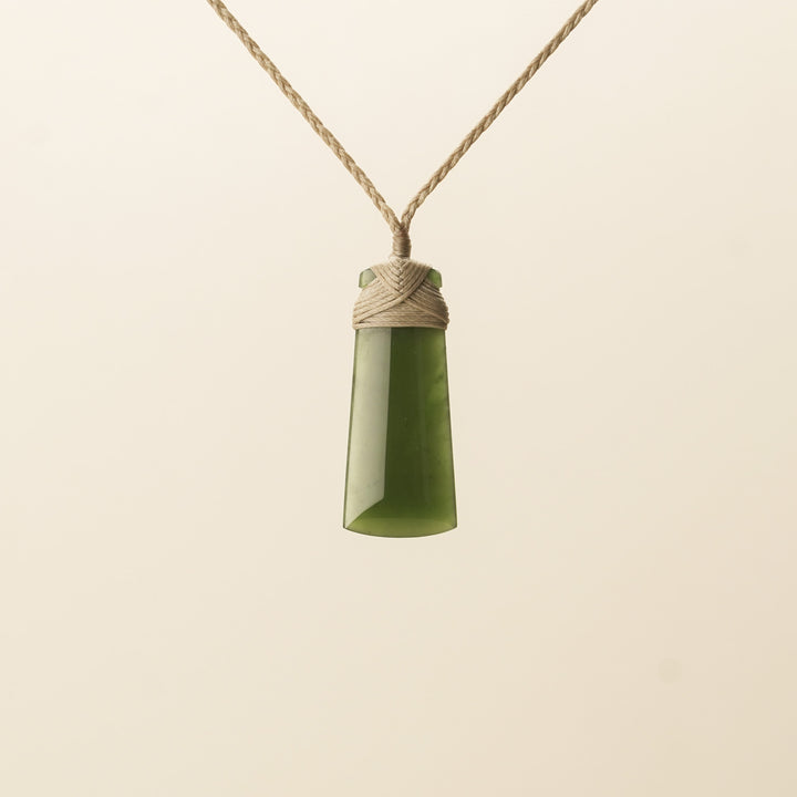 Small Toki Pounamu Pendant, Tan Binding