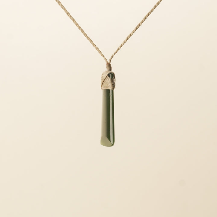 Small Toki Pounamu Pendant, Tan Binding