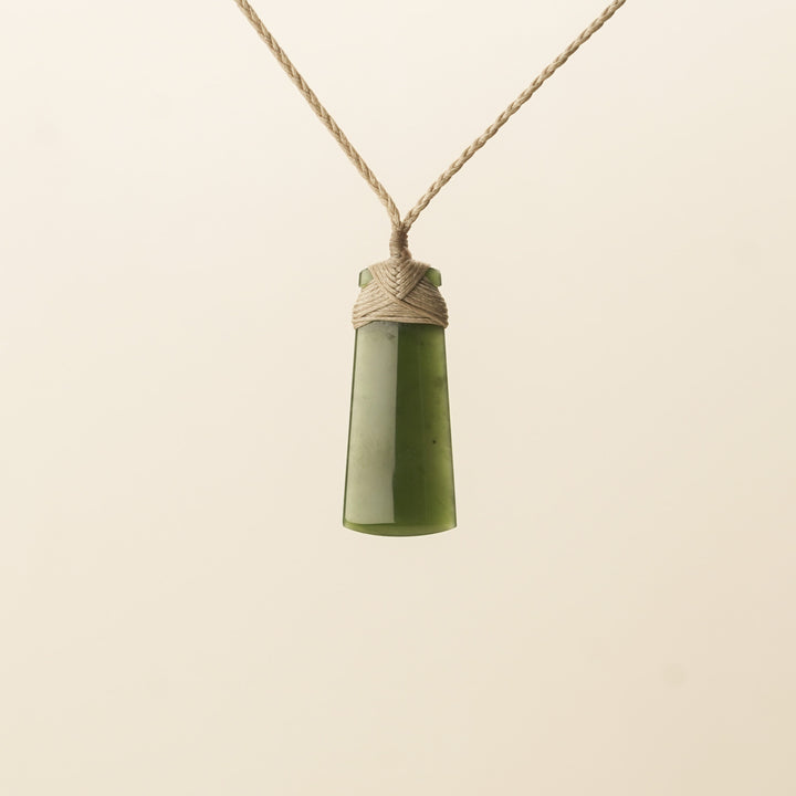 Small Toki Pounamu Pendant, Tan Binding