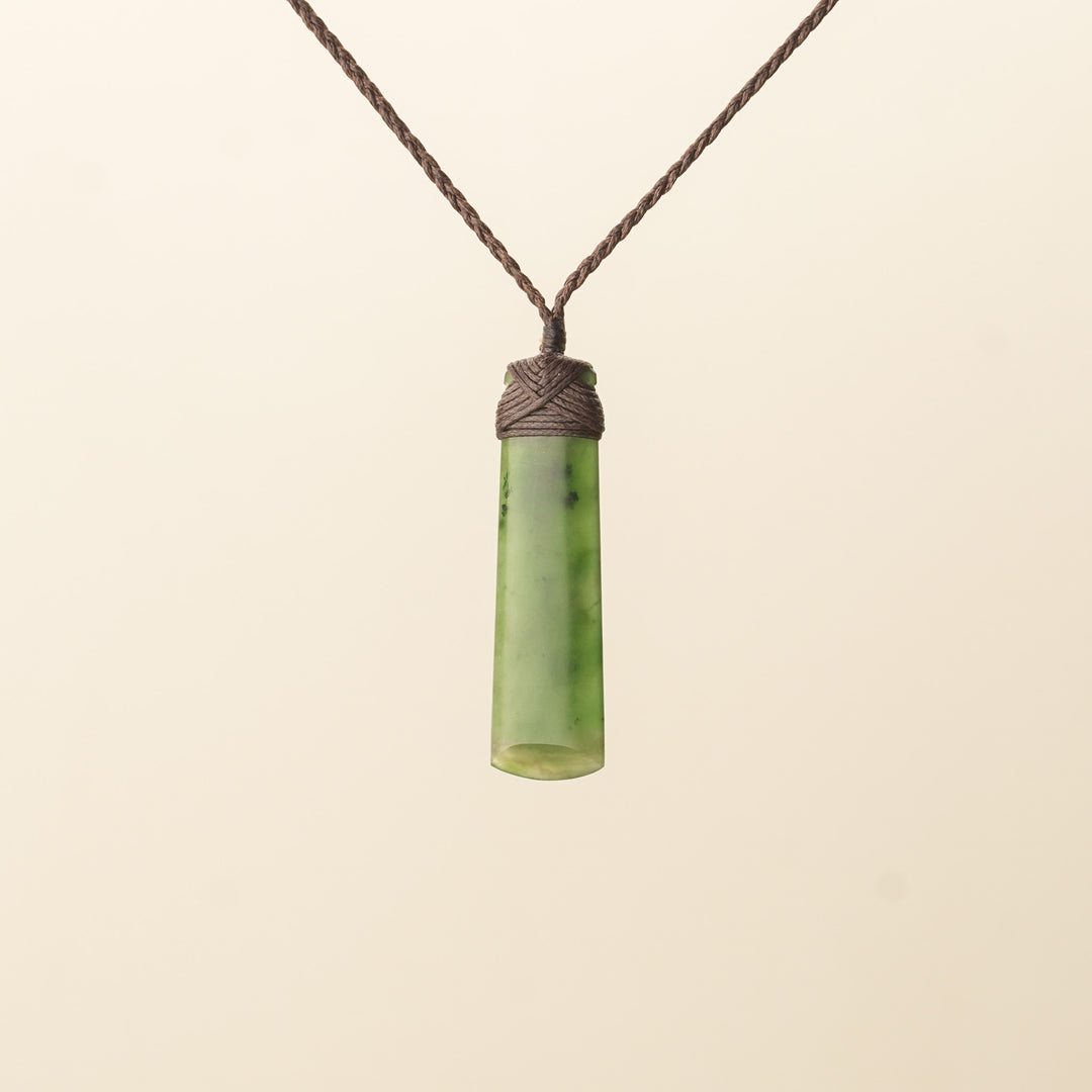 Small Toki Pounamu Pendant, Brown Binding