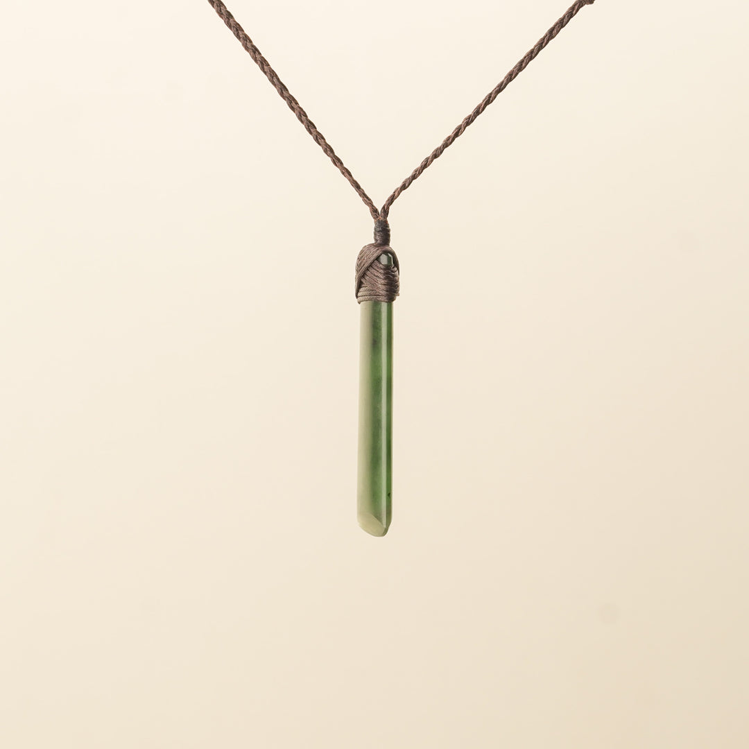 Small Toki Pounamu Pendant, Brown Binding