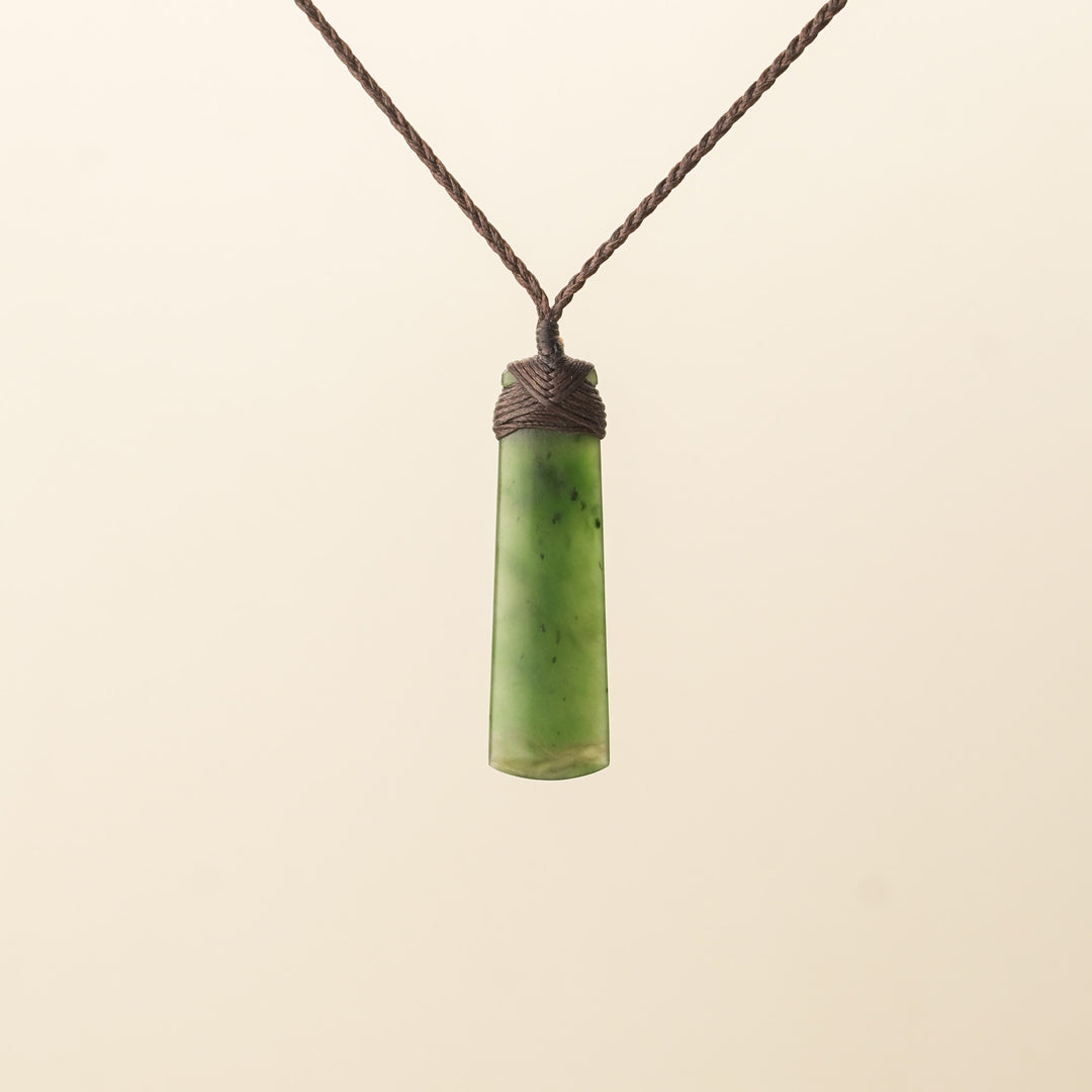 Small Toki Pounamu Pendant, Brown Binding