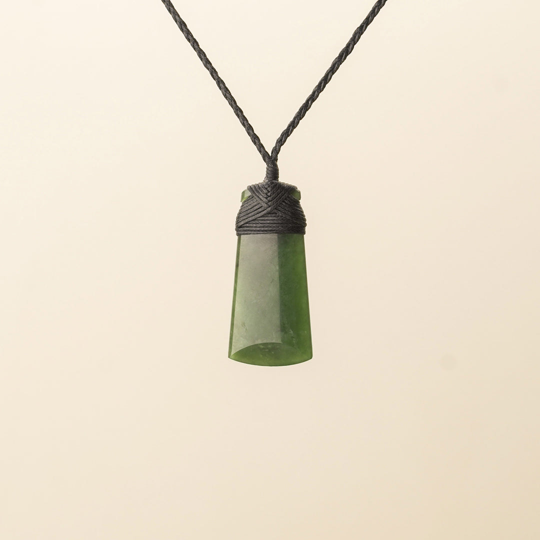 Small Toki Pounamu Pendant, Black Binding