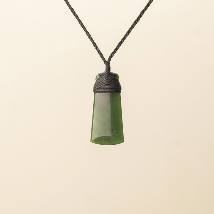 Small Toki Pounamu Pendant, Black Binding