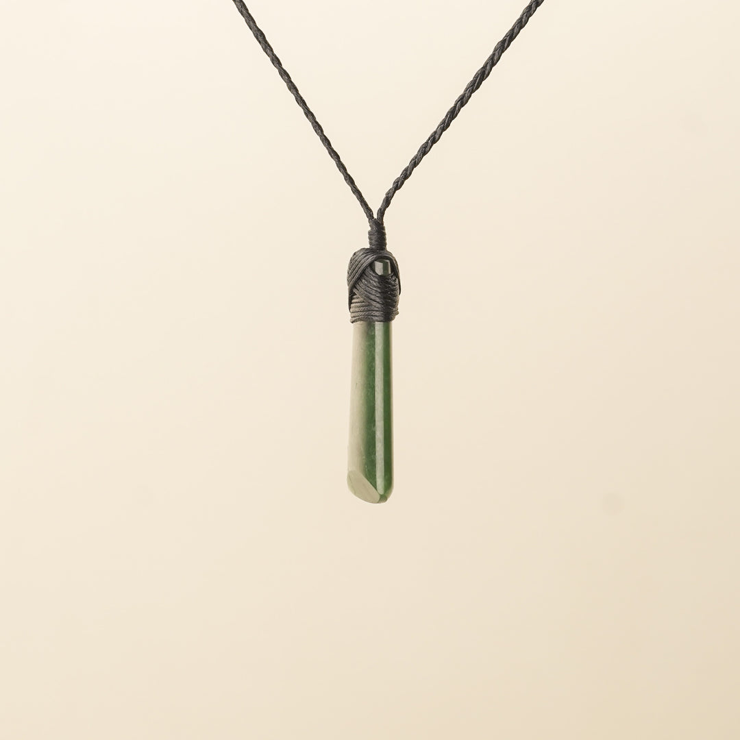 Small Toki Pounamu Pendant, Black Binding