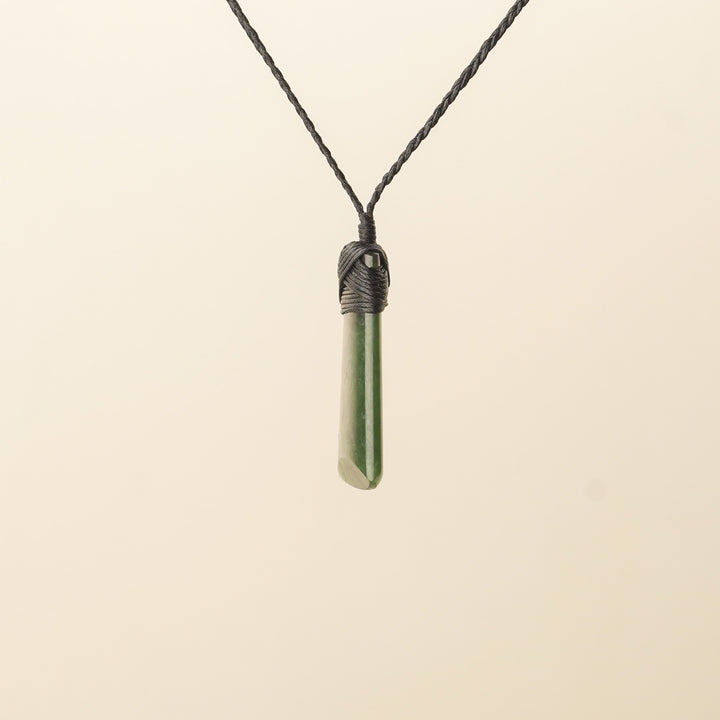 Small Toki Pounamu Pendant, Black Binding