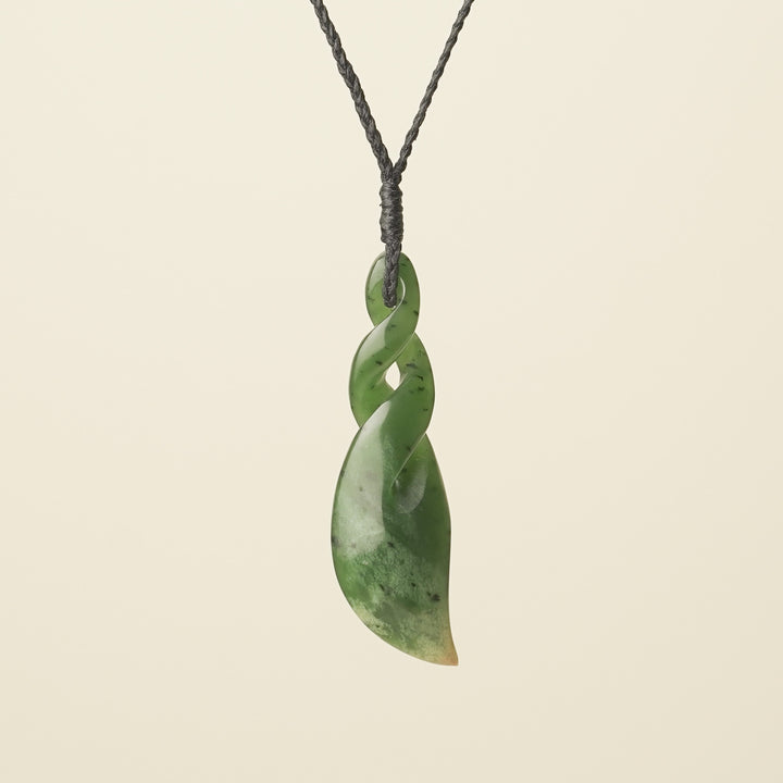 Double Pikorua Flower Pounamu Large Pendant