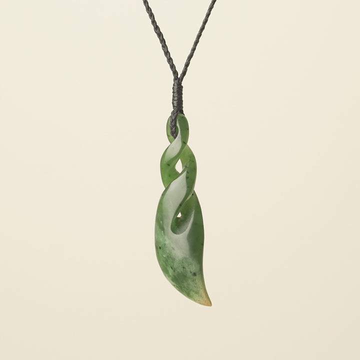 Double Pikorua Flower Pounamu Large Pendant