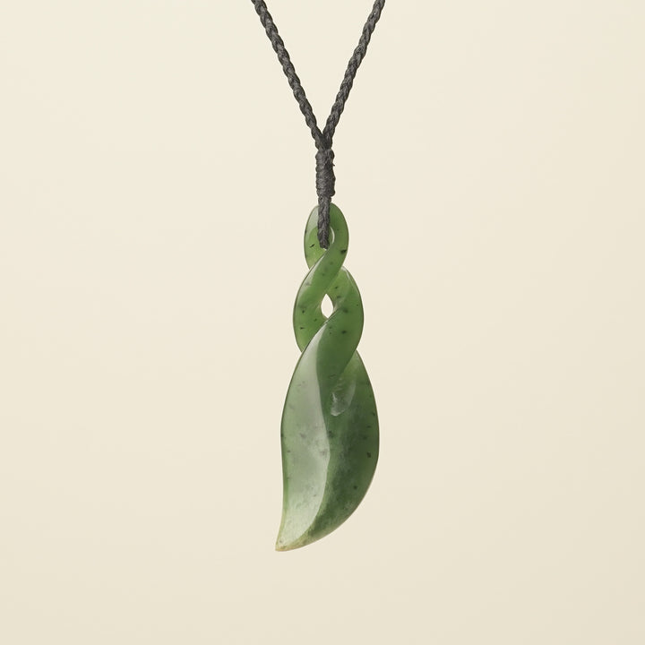Double Pikorua Flower Pounamu Large Pendant