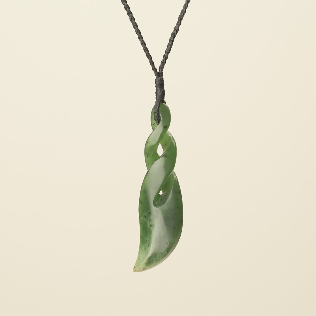 Double Pikorua Flower Pounamu Large Pendant