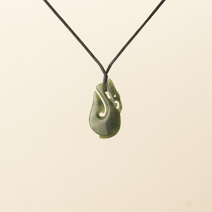 Pounamu Manaia Small Pendant, Black Binding