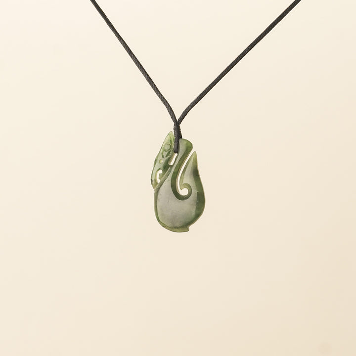 Pounamu Manaia Small Pendant, Black Binding
