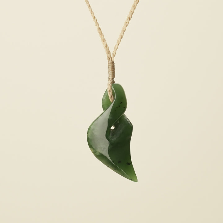 Pikorua Flower Pounamu Medium Large Pendant