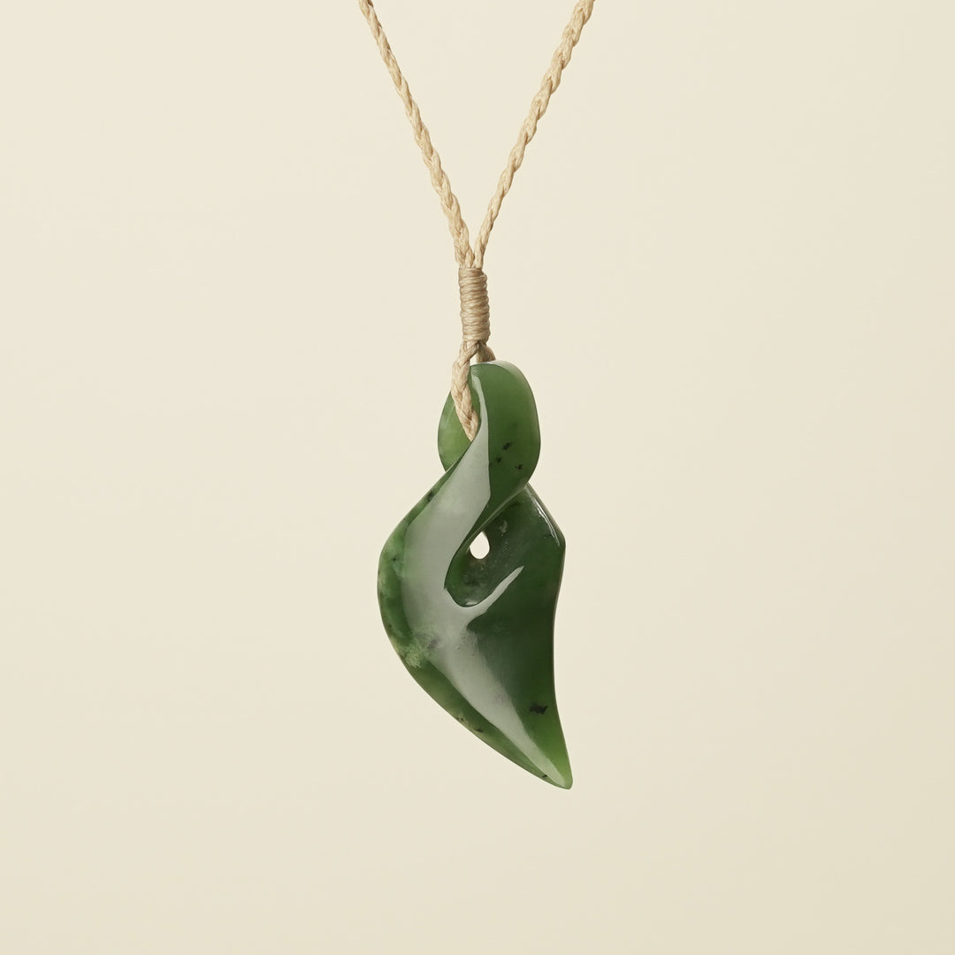 Pikorua Flower Pounamu Medium Large Pendant