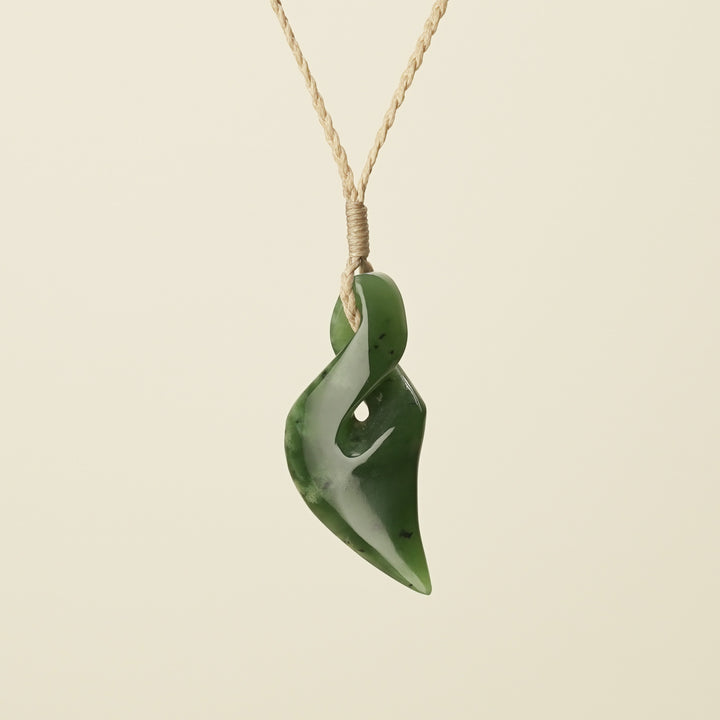 Pikorua Flower Pounamu Medium Large Pendant