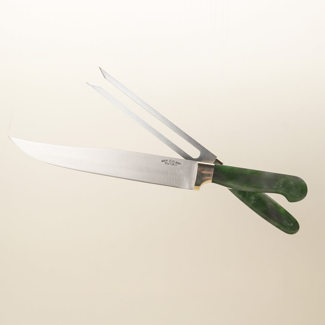 Pounamu Carving Knife & Fork Set Carbon Steel