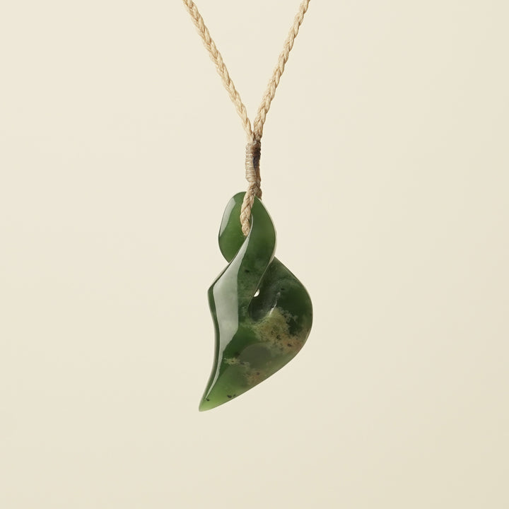 Pikorua Flower Pounamu Medium Large Pendant
