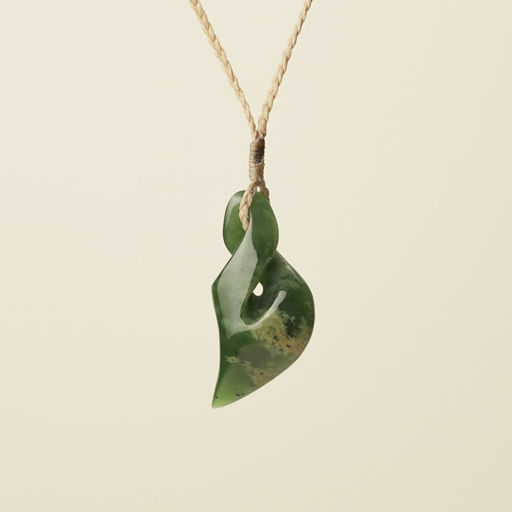 Pikorua Flower Pounamu Medium Large Pendant