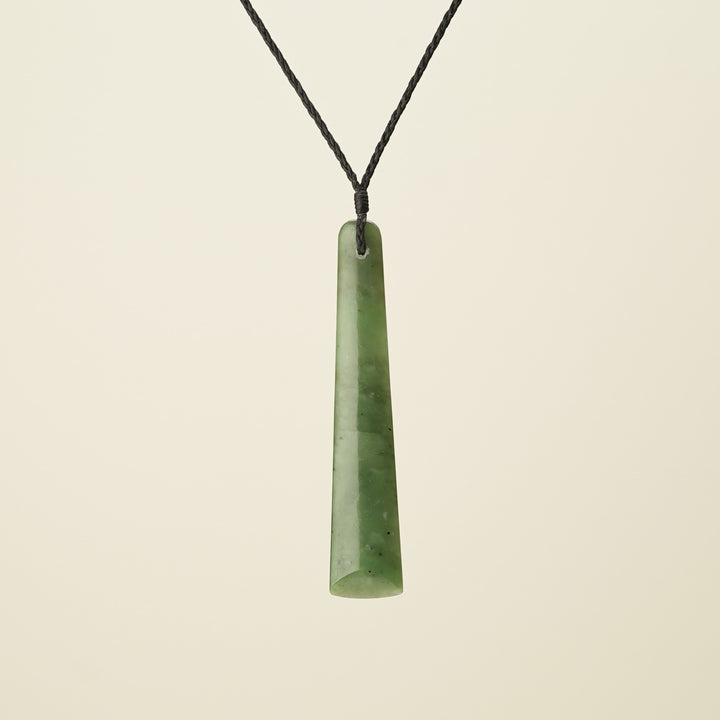 Toki Large Pounamu Pendant, Black Binding