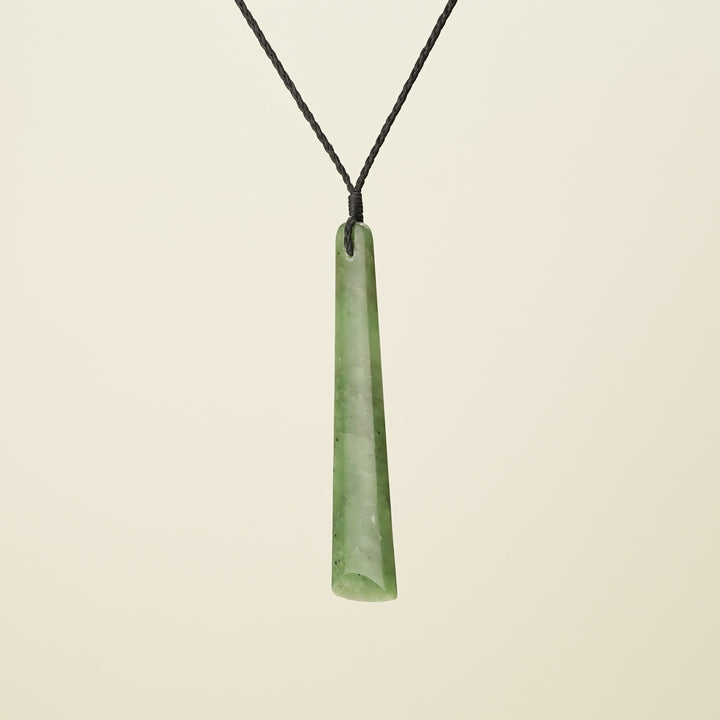 Toki Large Pounamu Pendant, Black Binding