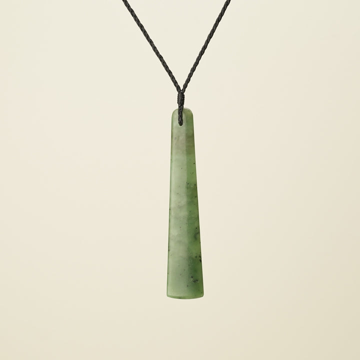 Toki Large Pounamu Pendant, Black Binding
