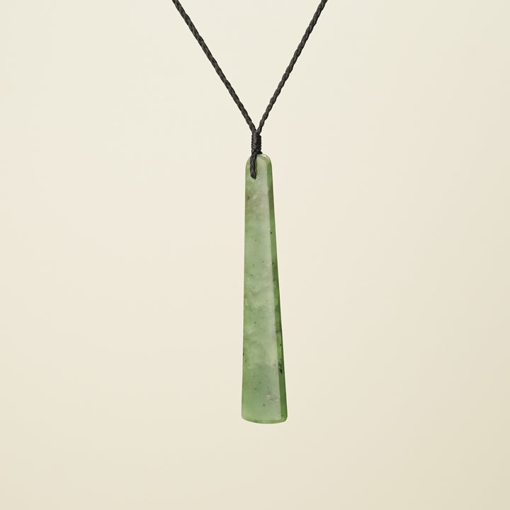 Toki Large Pounamu Pendant, Black Binding