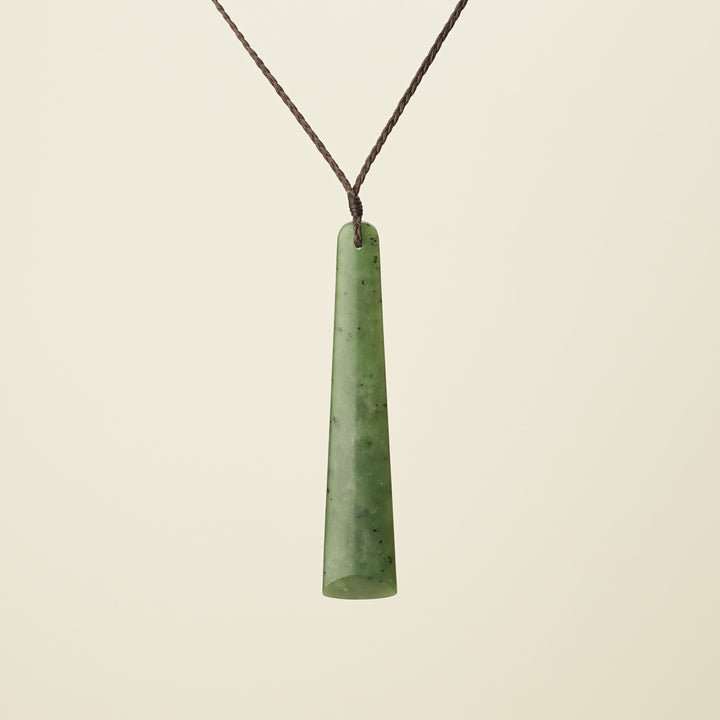 Toki Large Pounamu Pendant, Brown Binding