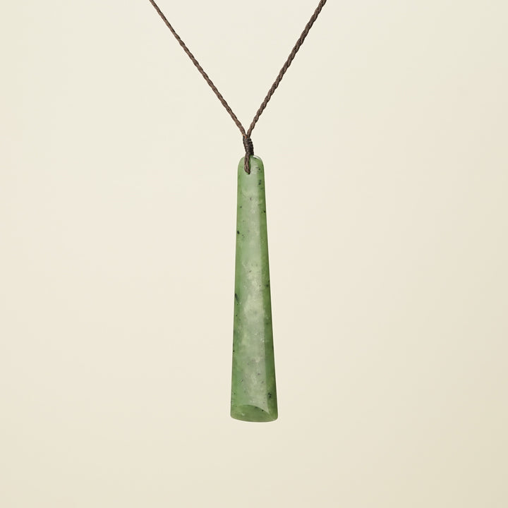 Toki Large Pounamu Pendant, Brown Binding