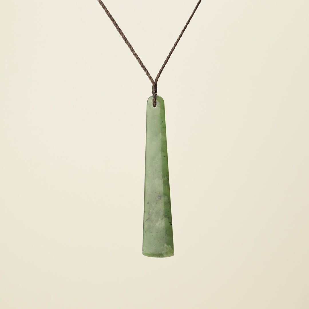 Toki Large Pounamu Pendant, Brown Binding