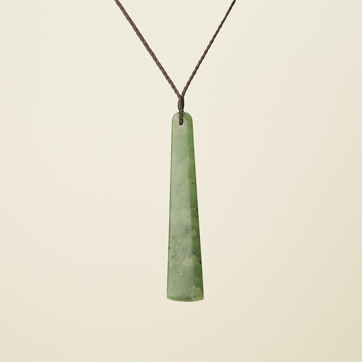 Toki Large Pounamu Pendant, Brown Binding