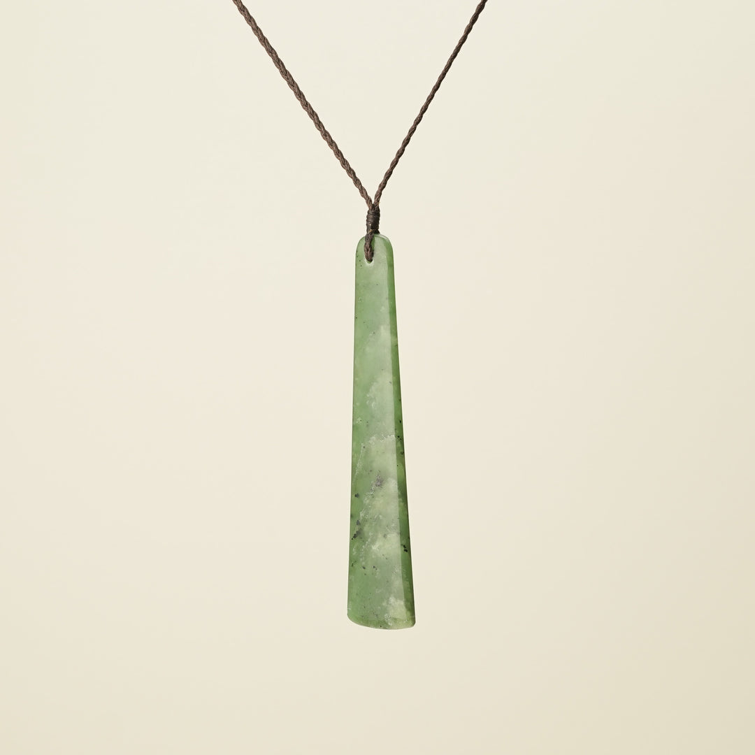 Toki Large Pounamu Pendant, Brown Binding