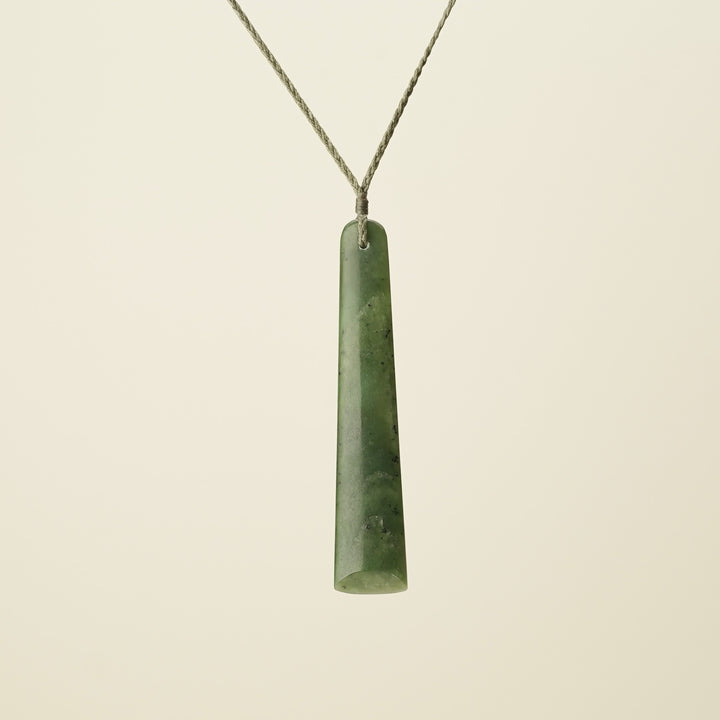 Toki Large Pounamu Pendant, Khaki Binding