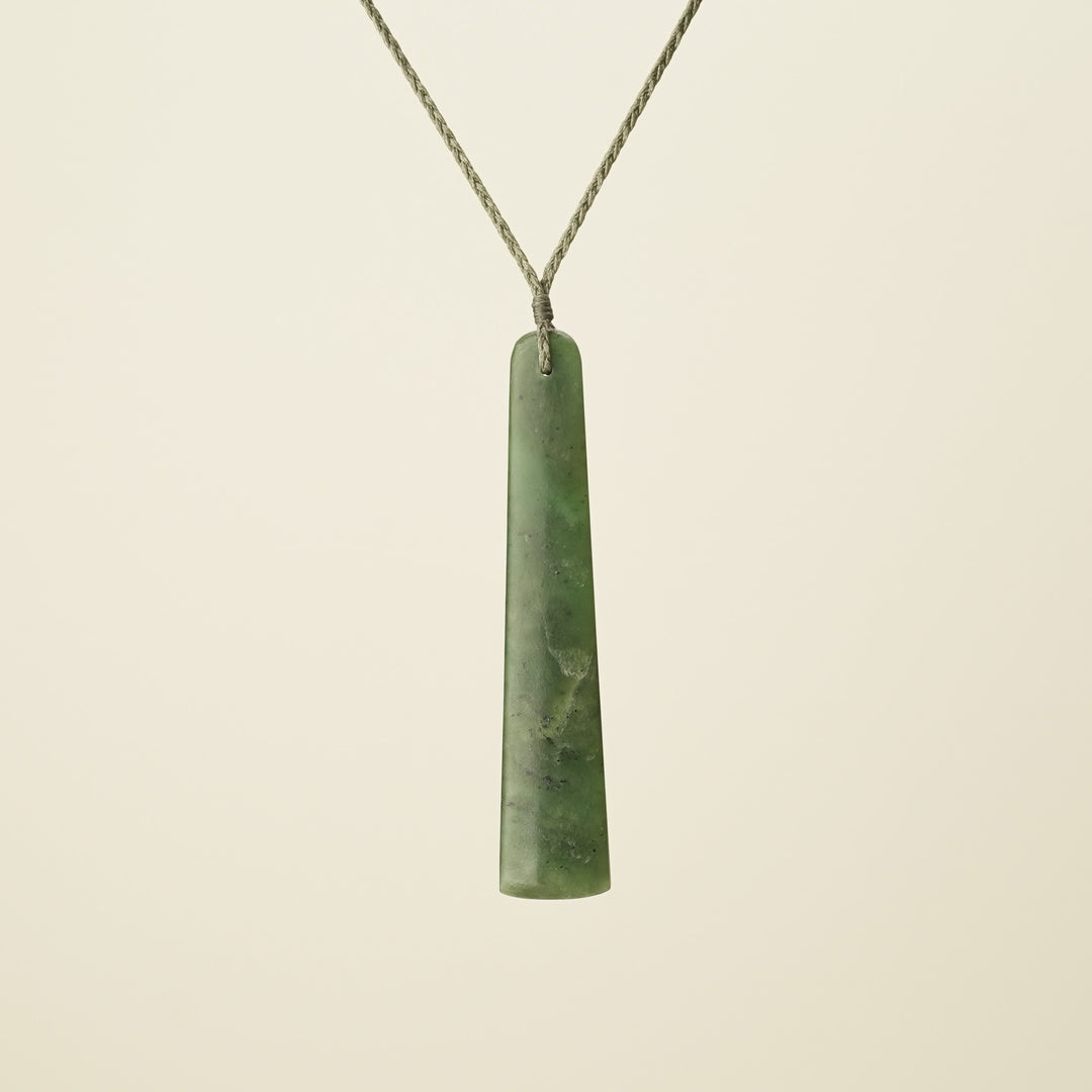 Toki Large Pounamu Pendant, Khaki Binding