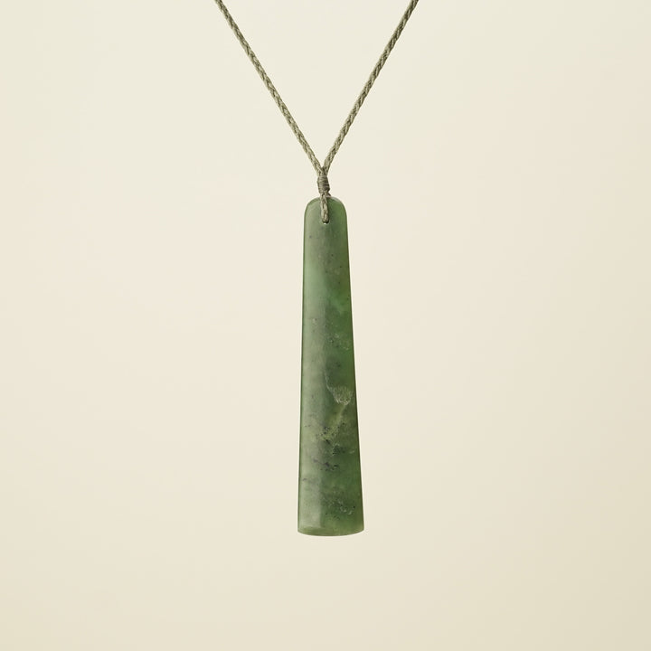 Toki Large Pounamu Pendant, Khaki Binding