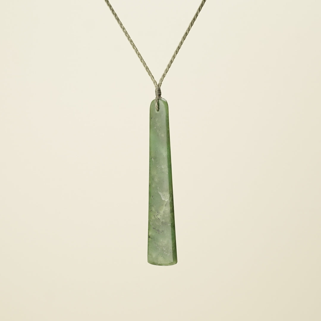 Toki Large Pounamu Pendant, Khaki Binding