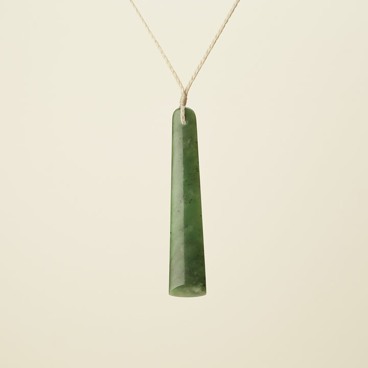 Toki Large Pounamu Pendant, Tan Binding