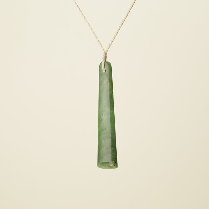 Toki Large Pounamu Pendant, Tan Binding