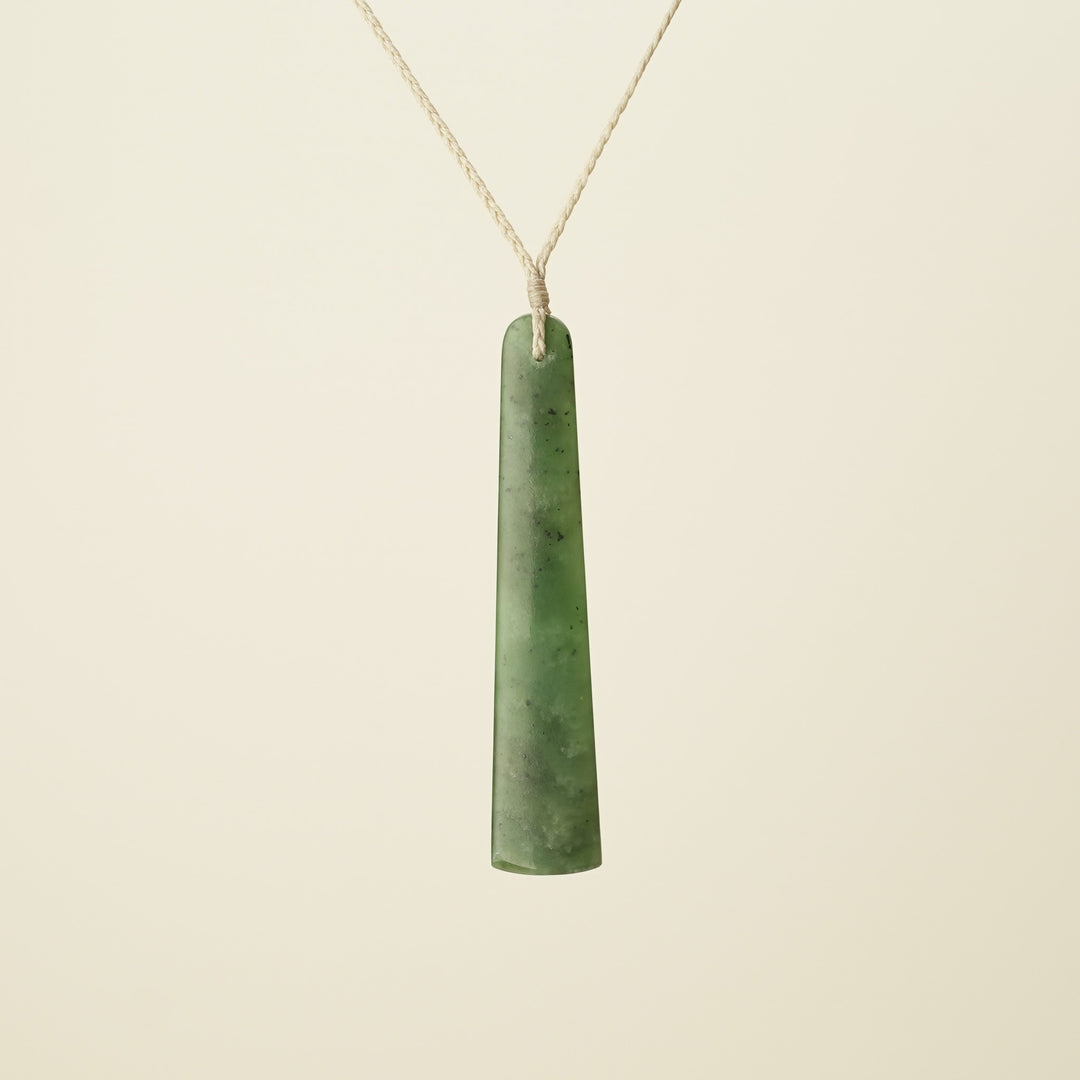 Toki Large Pounamu Pendant, Tan Binding