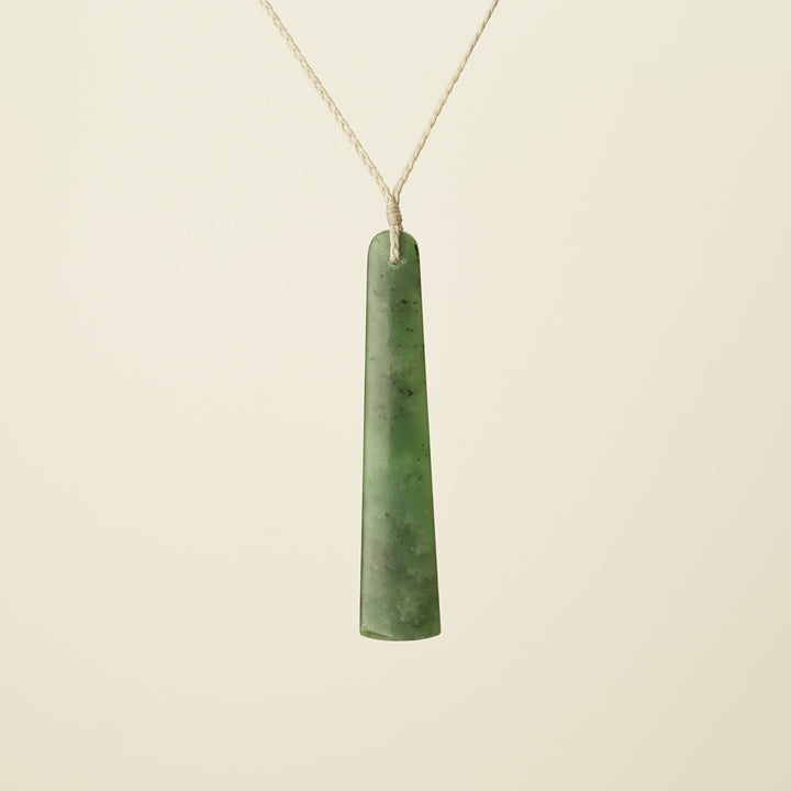 Toki Large Pounamu Pendant, Tan Binding