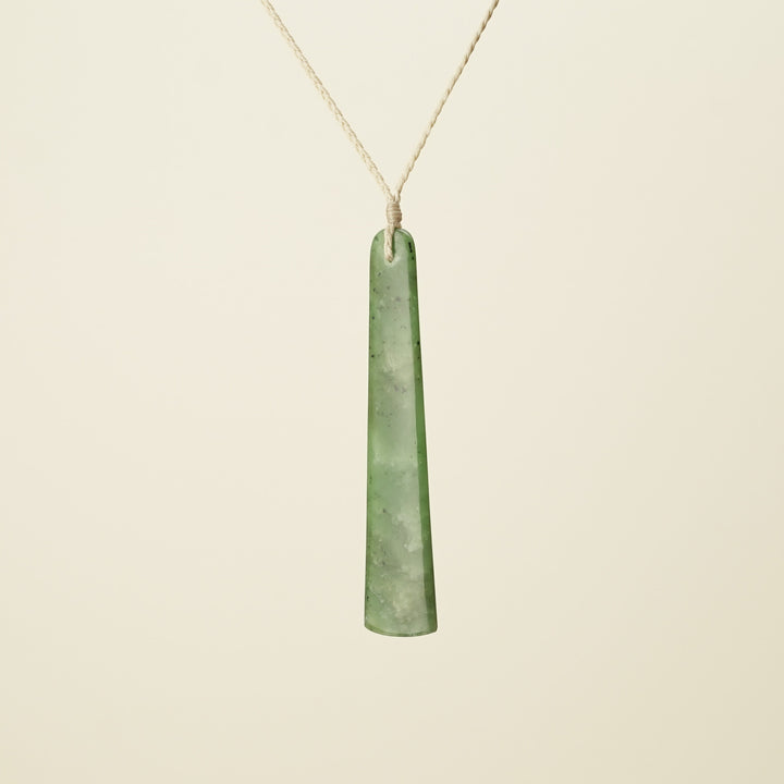 Toki Large Pounamu Pendant, Tan Binding