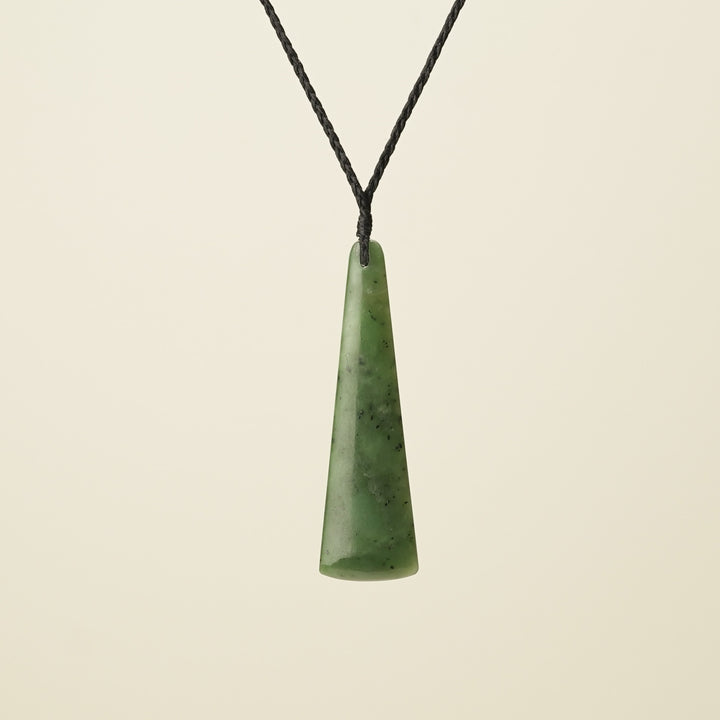 Toki Medium Pounamu Pendant, Black Binding