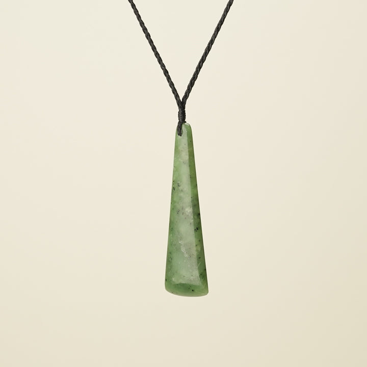 Toki Medium Pounamu Pendant, Black Binding