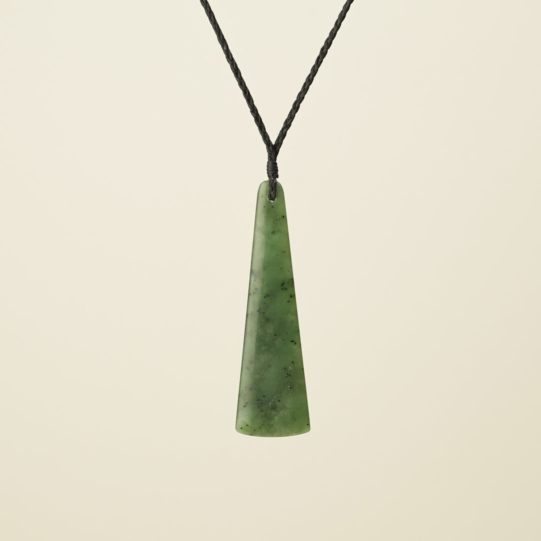 Toki Medium Pounamu Pendant, Black Binding