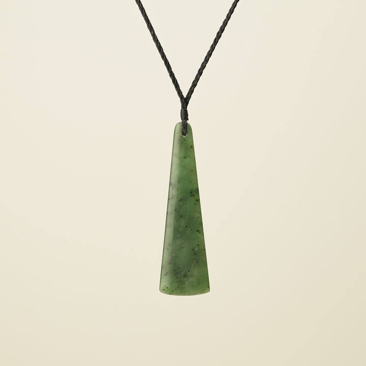 Toki Medium Pounamu Pendant, Black Binding